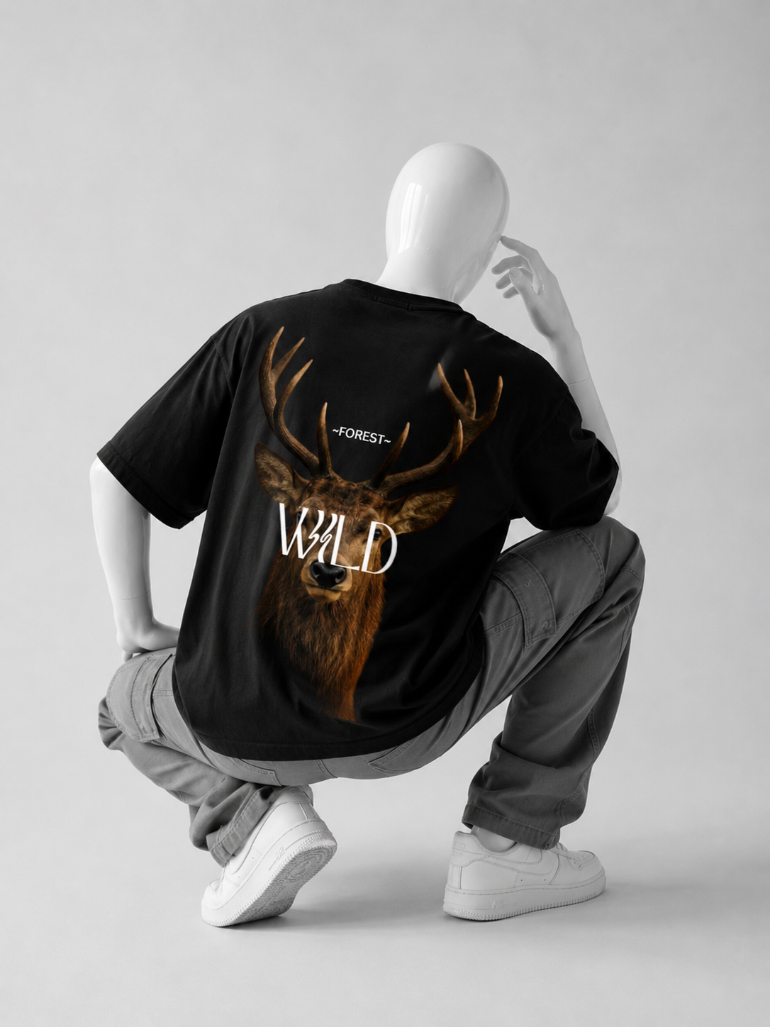 WILD DEER CRAZYFUSS OVERSIZED T SHIRT COTTON MEN