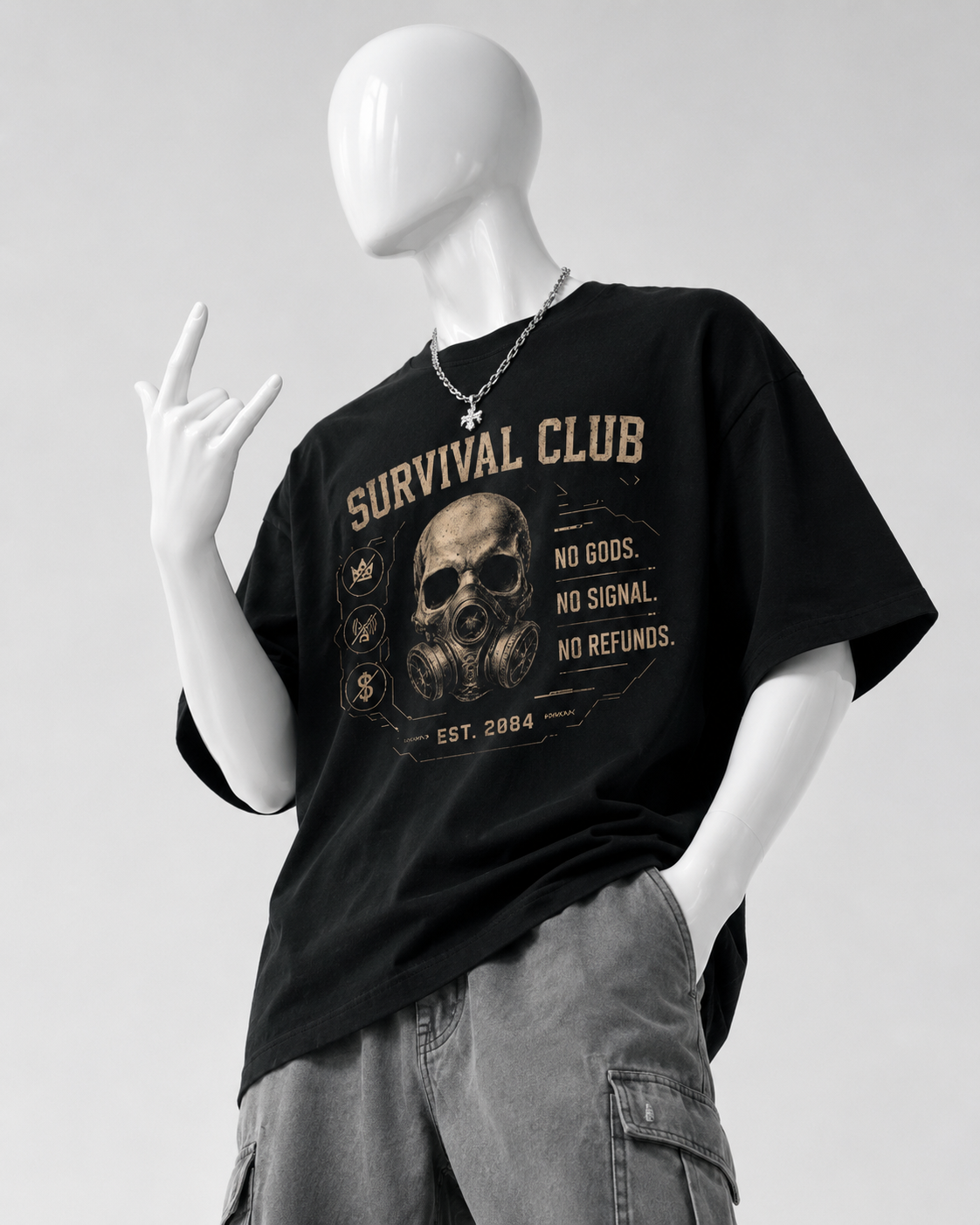 SURVIVAL CLUB CRAZZYFUSS OVERSIZED  COTTON T-SHIRT